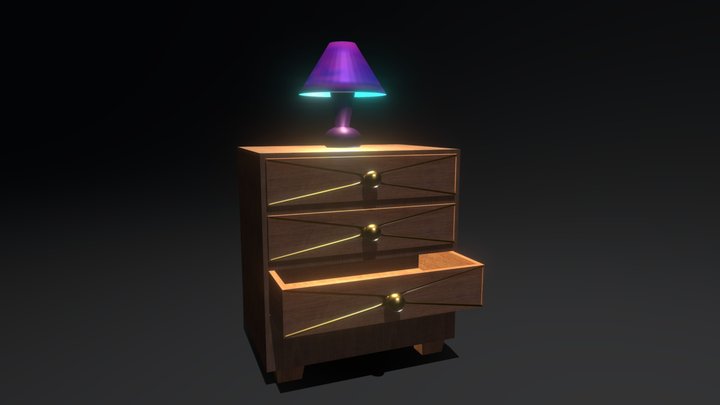 Dresser with Lamp 3D Model
