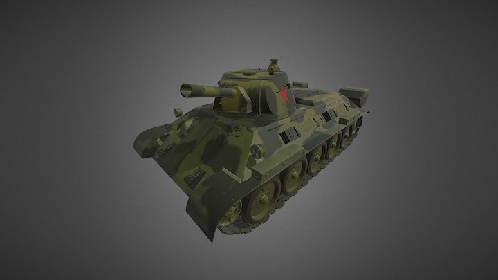 T34-76 Russian WWII Tank 3D Model
