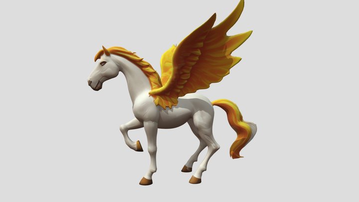 Winged_horse_with_fiery_mane 3D Model