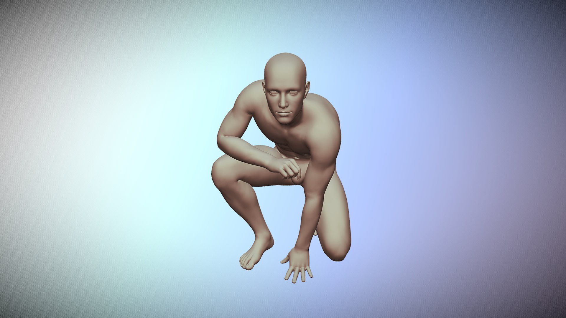 3D Print Ready Nude Male Body Pose 05