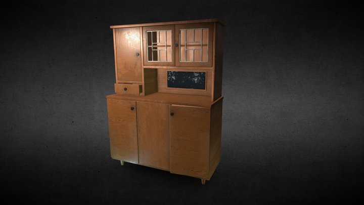 Soviet Vintage Kitchen Cabinet (PBR Lowpoly) 3D Model