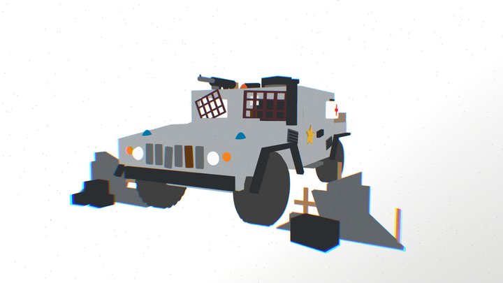 Low Poly Cyberpunk Assault Vehicle 3D Model
