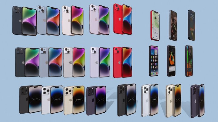 Apple iphone 14 All versions and all colors 3D Model