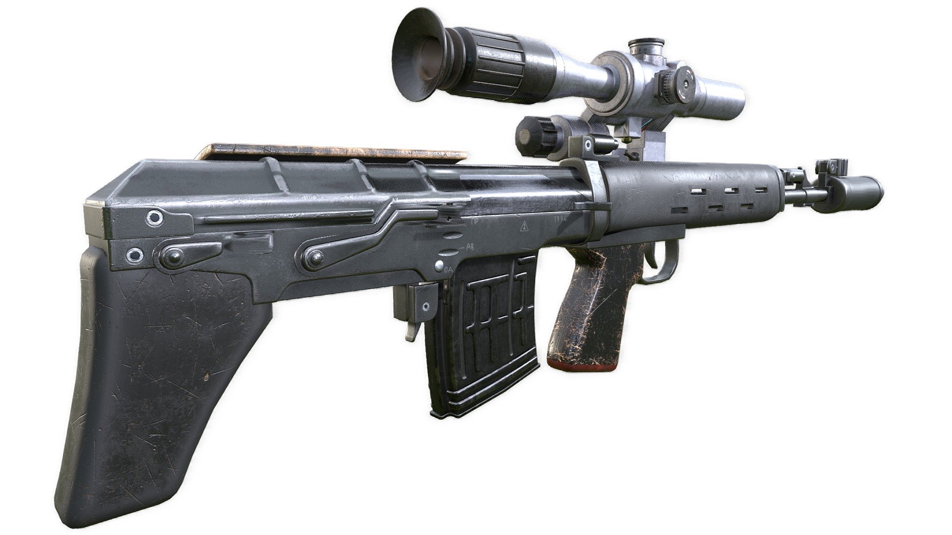 dragunov SVU russian sniper rifle 4K 3D Model.