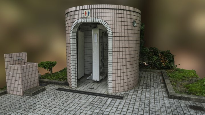 Public japanese wc at park photogrammetry scan 3D Model