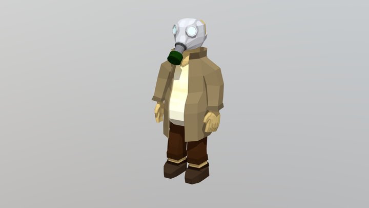 low poly post apocaliptic character 3D Model
