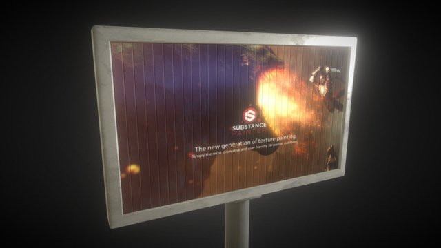 Tri Sign - Rotating Billboard 3D Model
