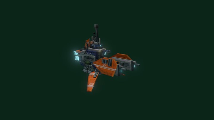 flying island ship 3D Model