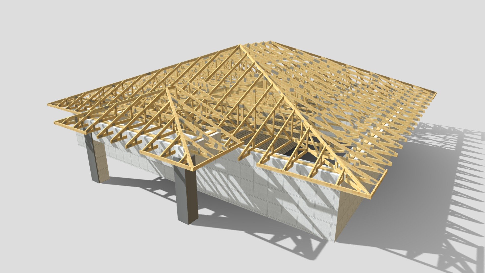 Timber trusses with mansard floor