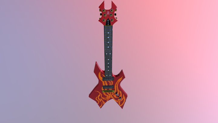 Flaming Electric Guitar 3D Model