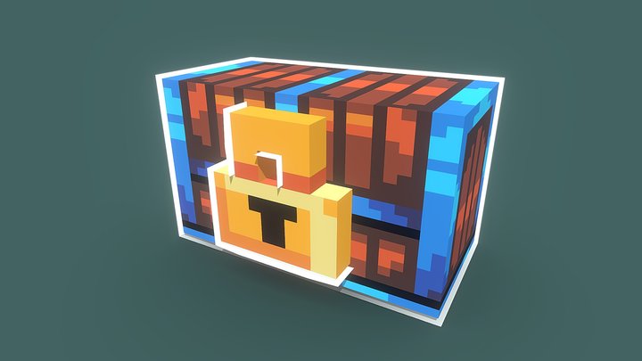 Stylized Low Poly Pixel Art Treasure Chest 3D Model