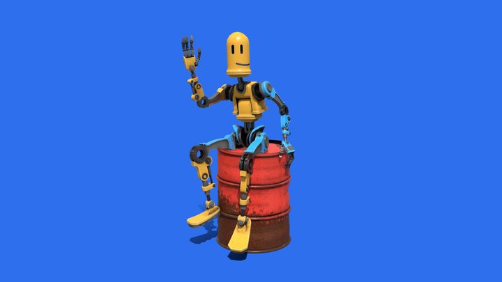 Robot with a friendly smile 3D Model