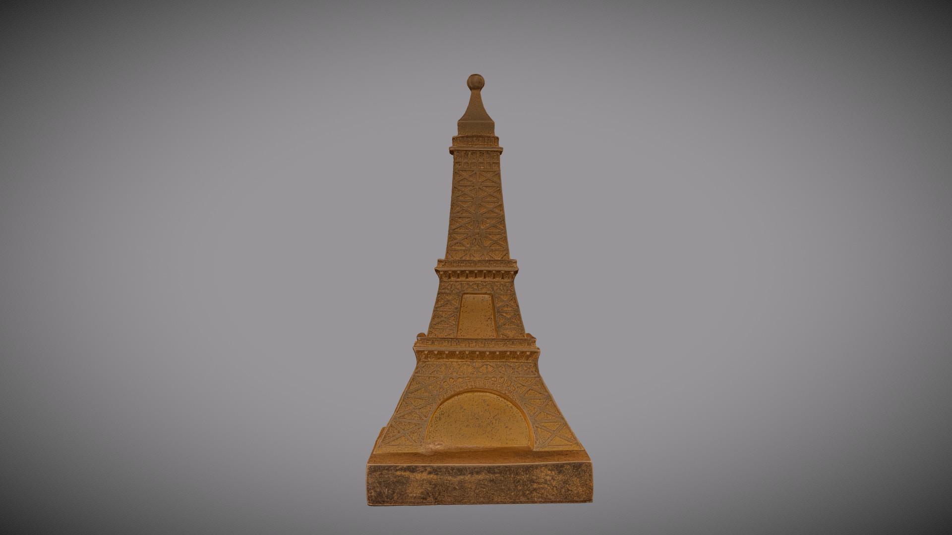 3D model Gold Eiffel Tower Bookend - This is a 3D model of the Gold Eiffel Tower Bookend. The 3D model is about a gold tower with a gold top.