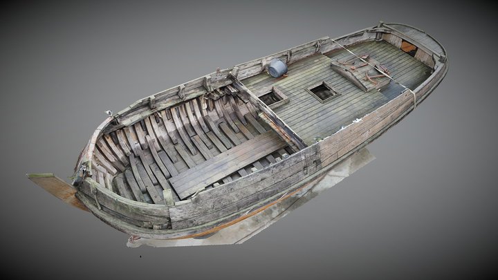 Historic barge at shipyard Van Klink Workum 3D Model