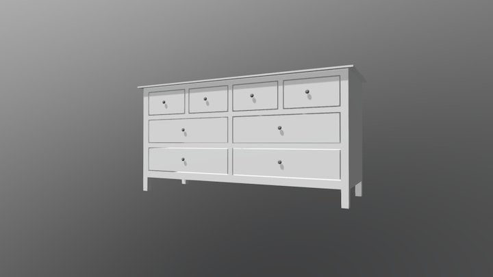 Ikea 8-drawer dresser white stain 3D Model