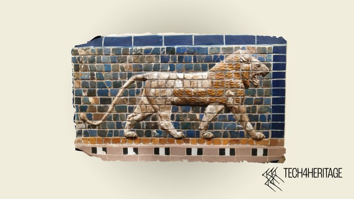 glazed lion processional way relief 3D Model