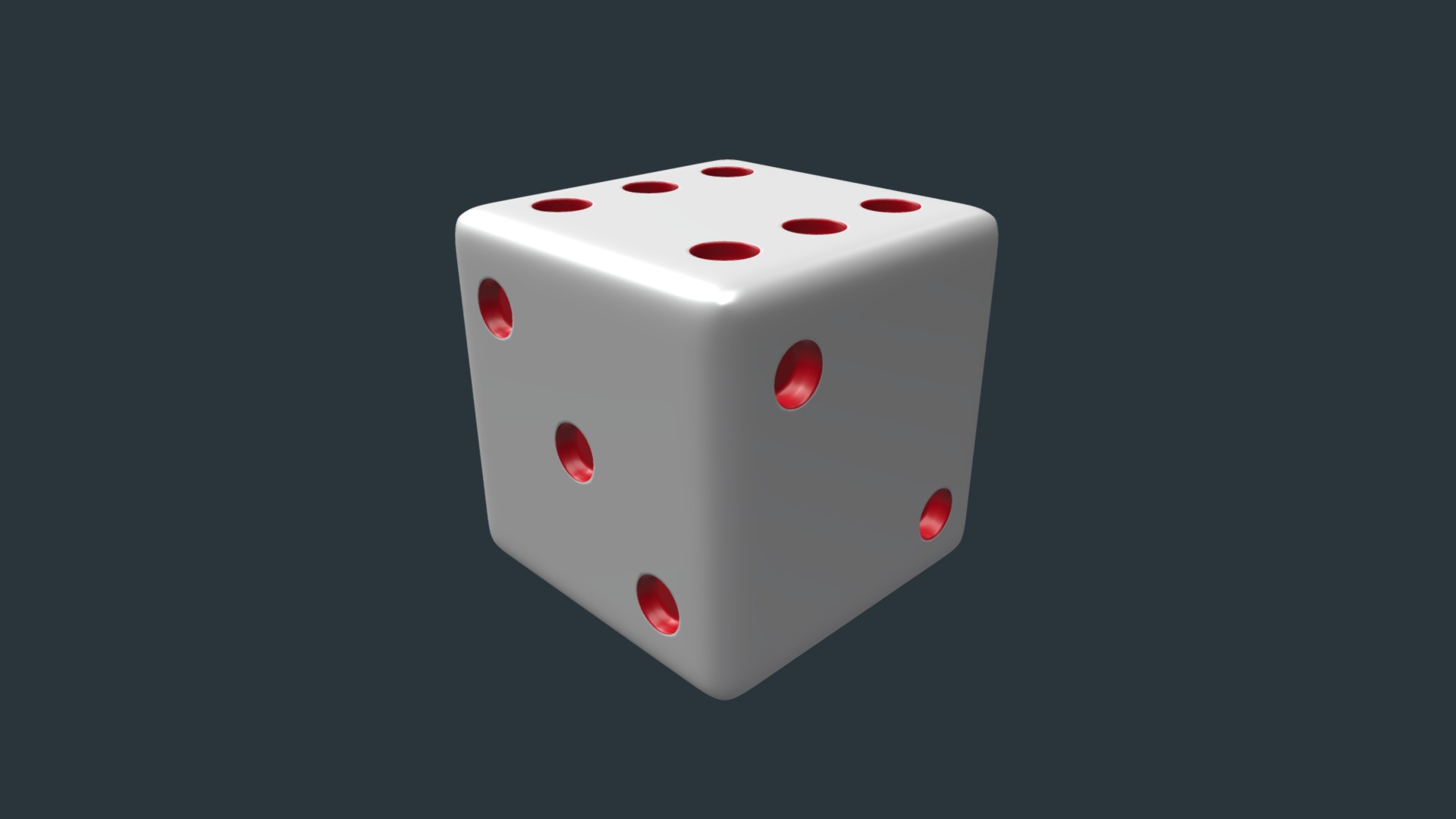 3D model Dice - This is a 3D model of the Dice. The 3D model is about a white dice with red dots.