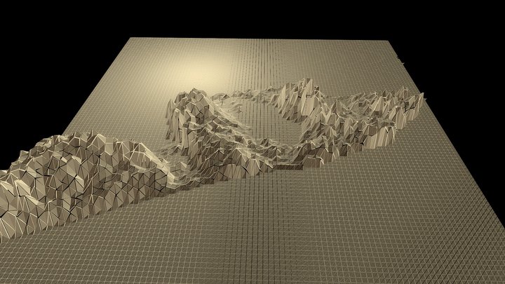 Amped Topography of Montauk in Gold 3D Model
