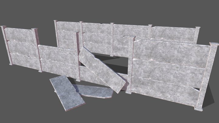Modular Fence Pack game ready Low-poly 3D model 3D Model