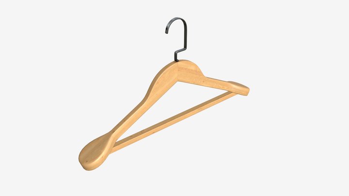 Wooden coat hanger For clothes Black 3D model