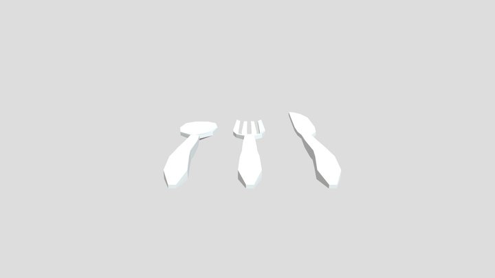 Low Poly Cutlery with knife, spoon, fork 3D Model