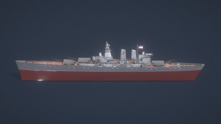 USS NC Battleship 3D Model