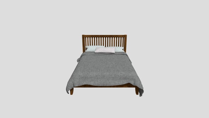 Wood Frame Bed 3D Model