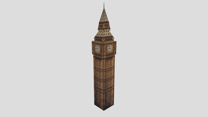 Low Poly Big Ben Clocktower 3D Model