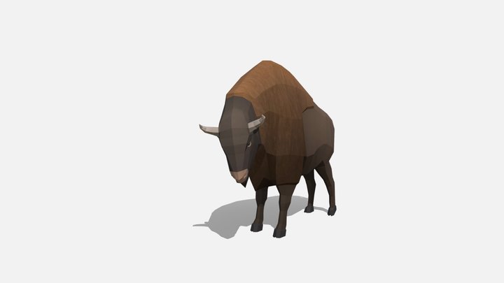 Low poly ancient bison (Bison antiquus) 3D Model