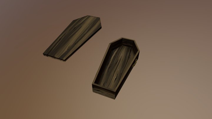 Slightly Broken Low-Poly Coffin 3D Model