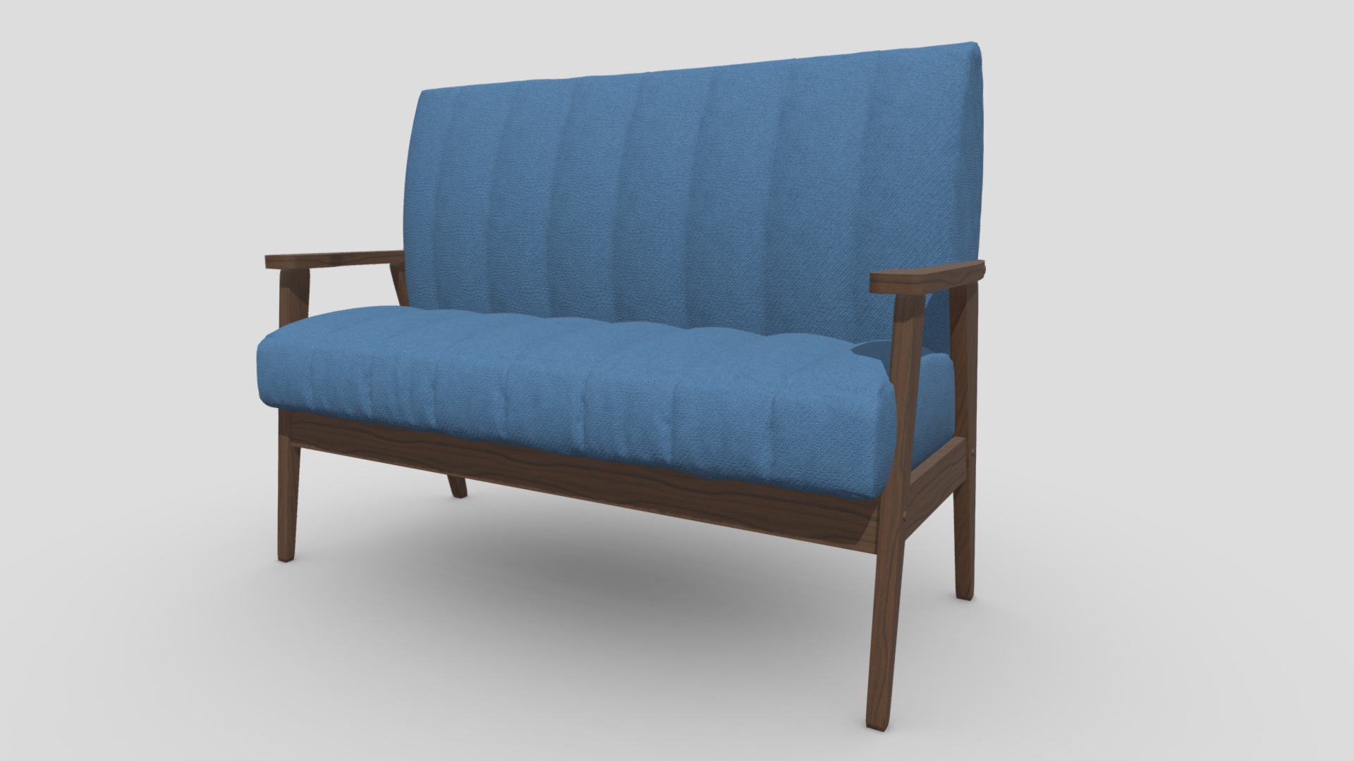 3D model Love Seat - This is a 3D model of the Love Seat. The 3D model is about a blue chair with a cushion.
