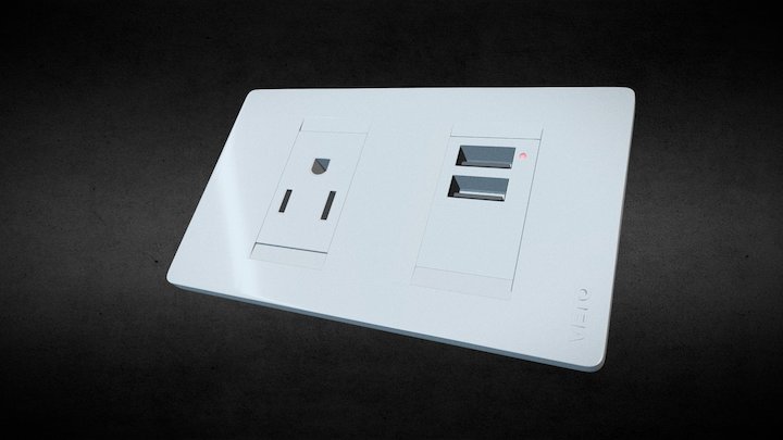 PLACA MIXTA TOMACORRIENTE +USB PREMIUM 3D Model