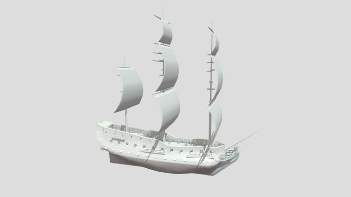 Barco "Le Sage" (siglo XVII. Modelo completo) 3D Model