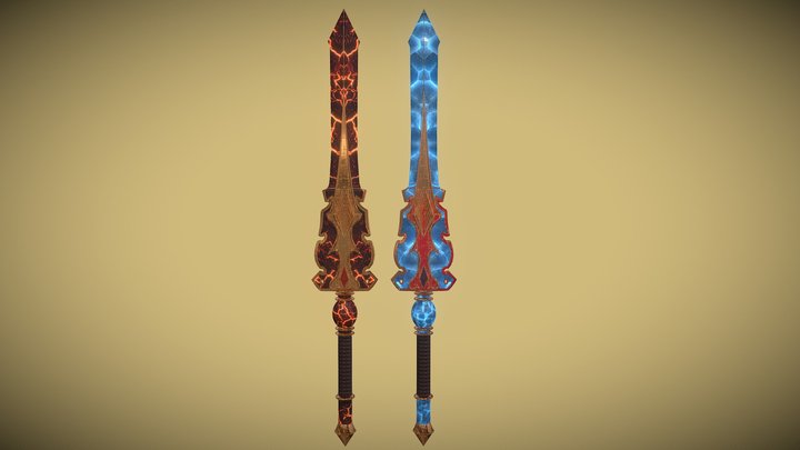 Hoty & Icy Swords 3D Model