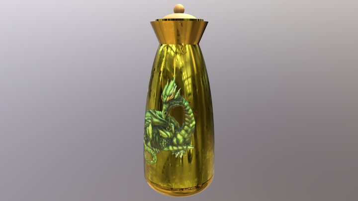 Golden Chinese Pot 3D Model