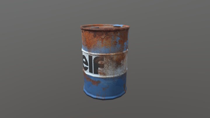 Oil Barrel with Rust Texture 3D Model