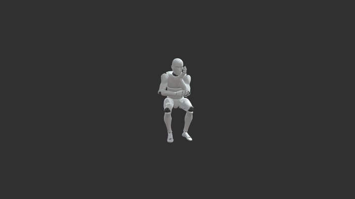 Sits Thoughtfully 3D Model