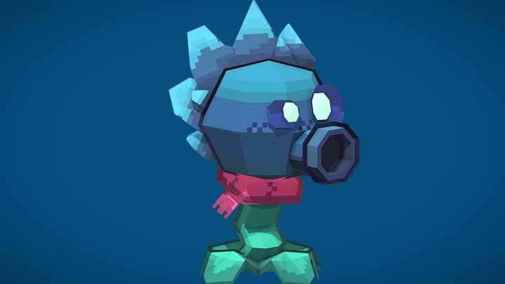 Peashooter Ice pvz 3D Model