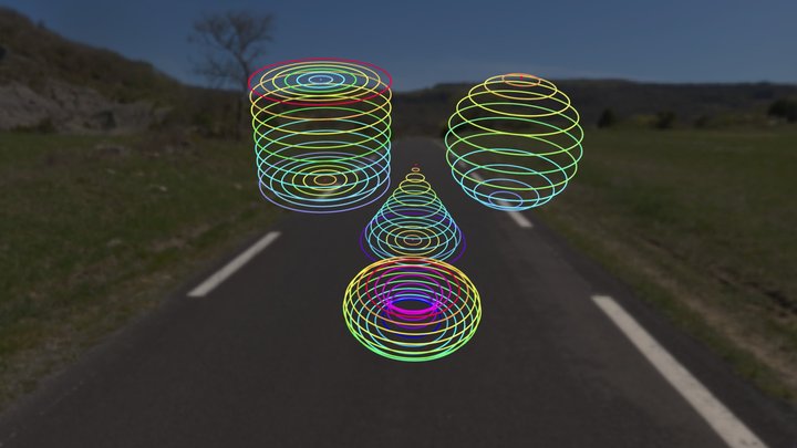 four circle-based primitives 3D Model
