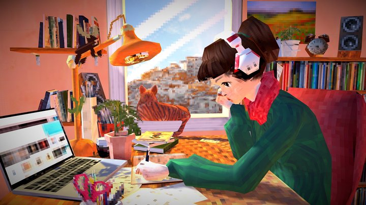 Lo-Fi Study Girl 3D Model