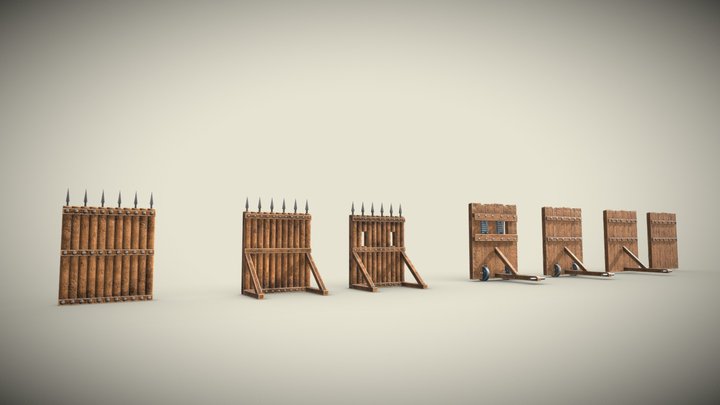 Fence wooden fencing for defense PBR low-poly ga 3D Model