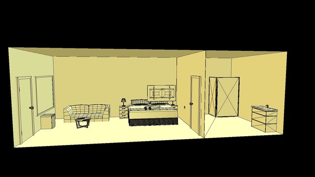 WIP2 Hotel Room With Super King Bed 3D Model
