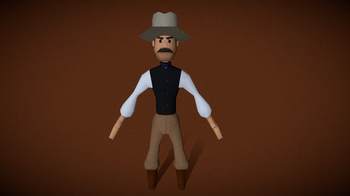 Low Poly Cowboy Character 3D Model