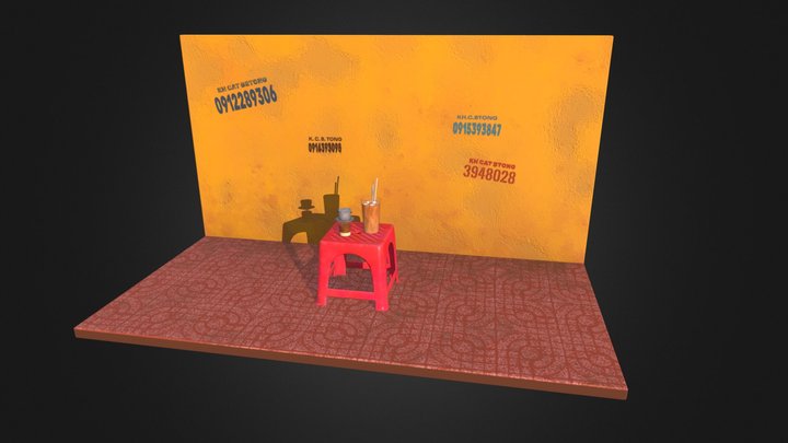 Stylised Vietnamese street coffee 3D Model