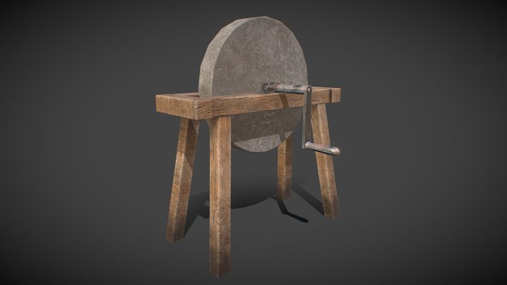 Medieval Grinding Wheel - LowPoly - Downloadable 3D Model
