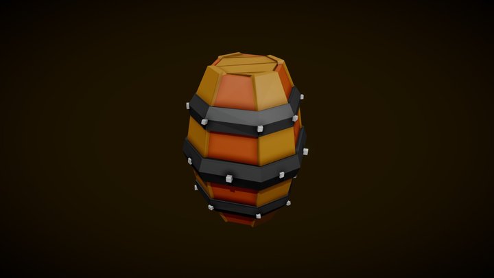 Medieval barrel low-poly 3D Model