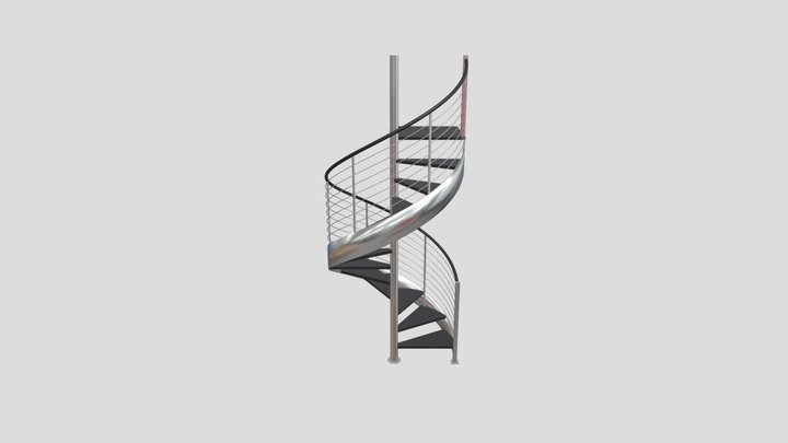 Stainless steel spiral stair 3D Model
