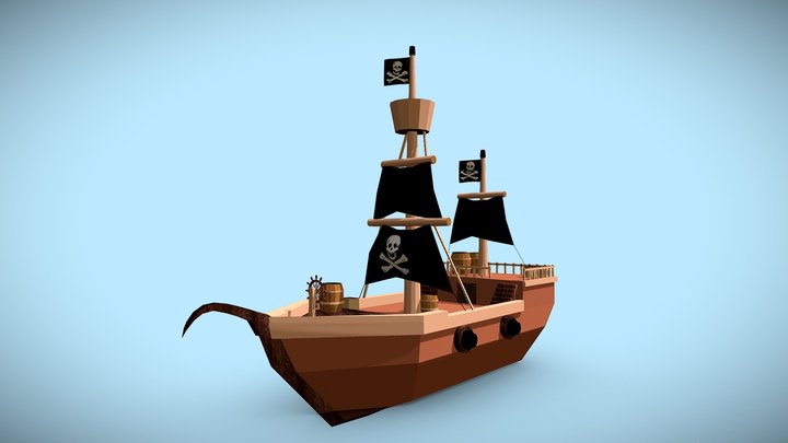 Pirate Ship LowPoly 3D Model
