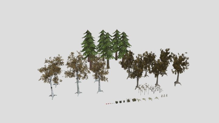 PSX Autumn trees 3D Model