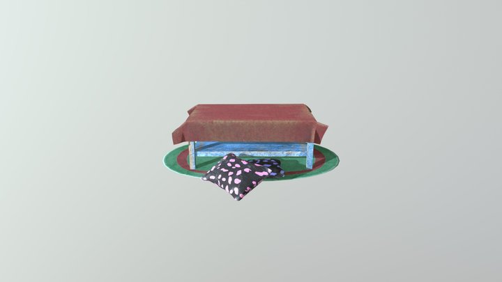 A table and dirty cushions 3D Model